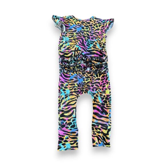 Bums and Roses Party Animal Bamboo Ruffle Romper 6-9 Months Short Sleeve VGUC - Picture 2 of 3